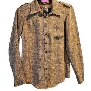 Guess Los Angeles Size Small Animal Cheetah Print Lightweight Blouse Button Up